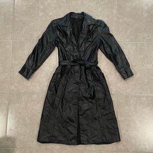 Black leather trench coat size small